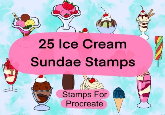 Download Procreate Ice Cream Doodle Stamps - Procreate ice Collection