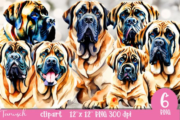 Download Watercolor English Mastiff Clipart PNG - Mastiff Collection
